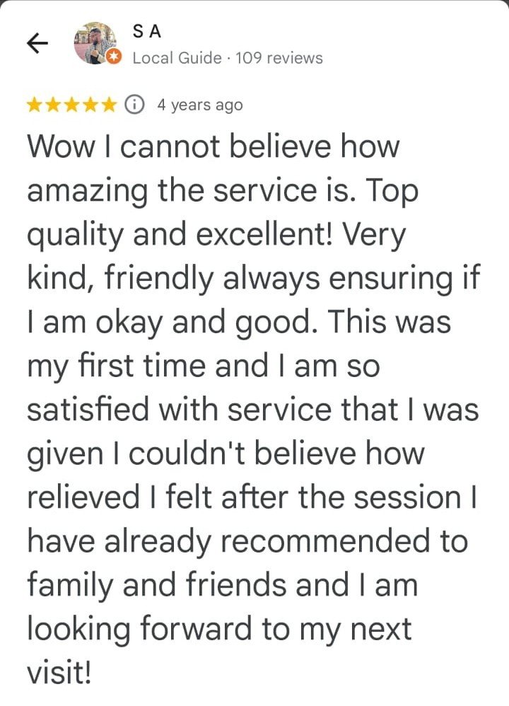 Positive Google Review stating trust in Hidayah Health as a top Hijama training and therapy provider in the UK.