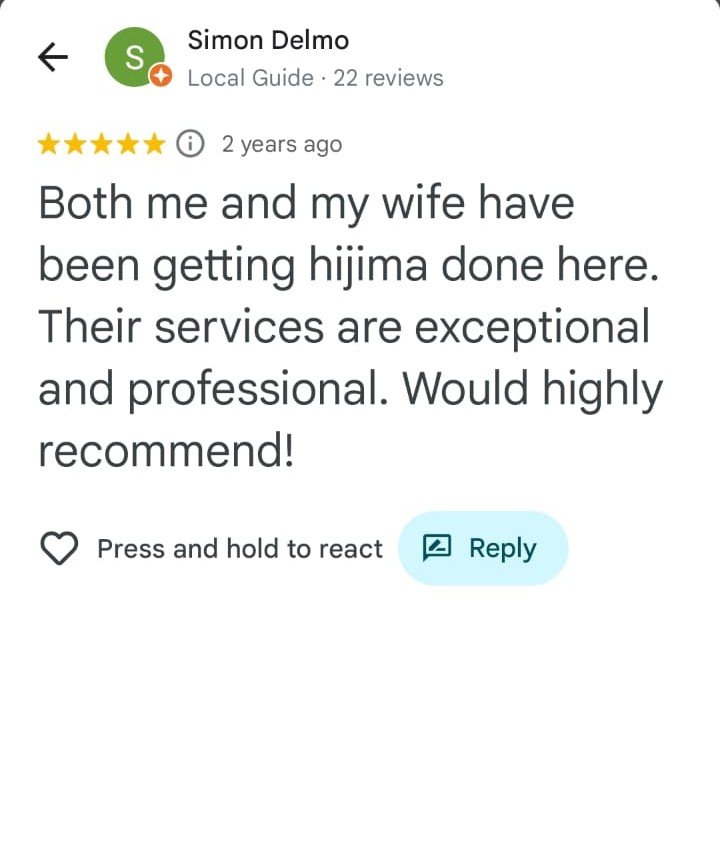 Screenshot of a 5-star Google Review praising Hidayah Health’s Hijama course and professionalism.